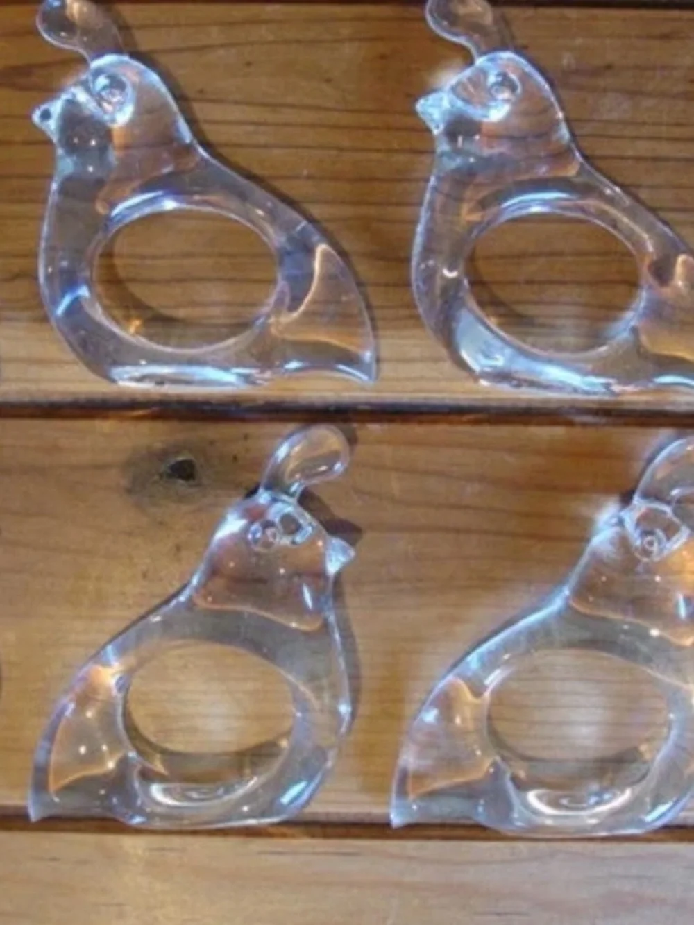 Partridge Quail Napkin Rings By Bijan in Clear Lucite Set of 8 Vintage 70s